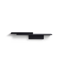 Load image into Gallery viewer, Black Duplex Shelf by Puik hung in reverse against a white background.
